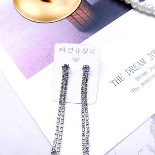 bông tai đá 2 sợi 3 sợi mạ bạc S925