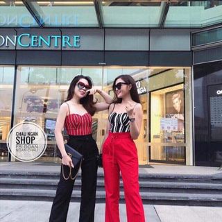 Set áo 2 dây cúp sọc quần dài