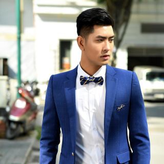 Vest Hàn Quốc xanh dương chấm bi