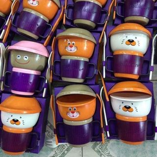 BỘ CHÉN ĂN DẶM HÌNH CHÚ GẤU ĐÁNG YÊU