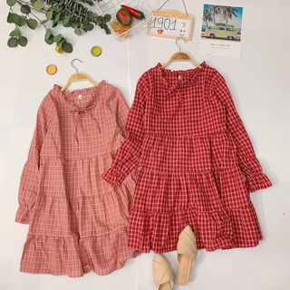Đầm babydoll kẻ sọc caro