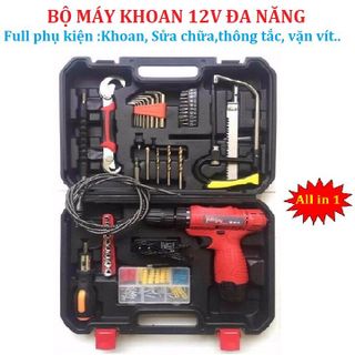 Bộ Máy Khoan Pin Sửa Chữa Bắn Vặn Vít Đa Năng 12V