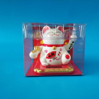 Mèo thần tài hai tay vẫy pin năng lượng mặt trời 9cm