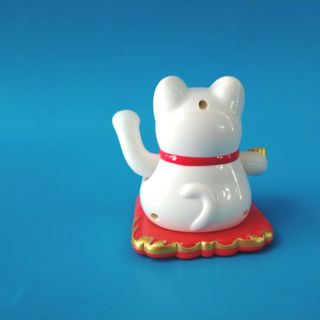 Mèo thần tài hai tay vẫy pin năng lượng mặt trời 9cm