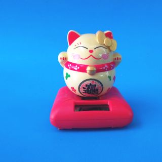 Mèo thần tài trứng vàng pin năng lượng mặt trời cao 8cm