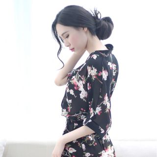 Ao choàng ngủ phi lụa hoạ tiết hoa