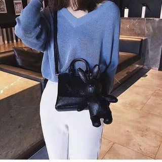 Túi da kèm gấu to