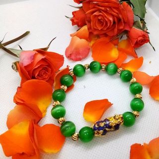 vòng đá phong thủy mắt mèo mix tỳ hưu đổi màu sezi 10ly