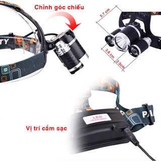 ĐÈN PIN ĐỘI ĐẦU 3 BÓNG xạc 2 pin xịn