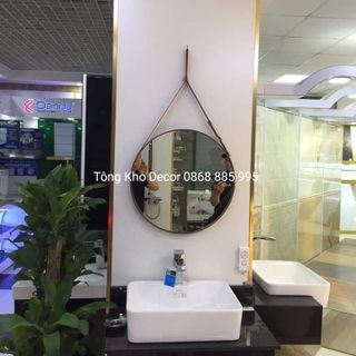 gương decor bọc viền da