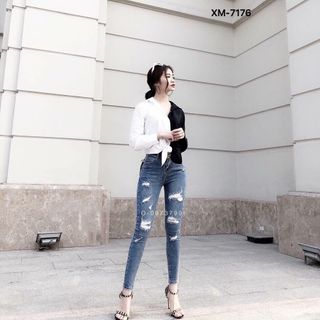 Quần jean nữ rách kiêu Hàn Quốc