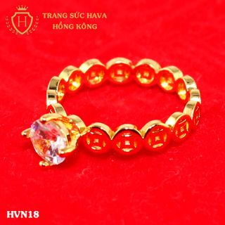Nhẫn Kim Tiền Đính Đá - Trang Sức Hava Hồng Kông
