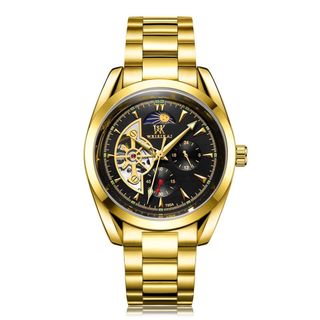 Đồng hồ cơ nam 6 kim kính chống trầy chống nước dây đúc