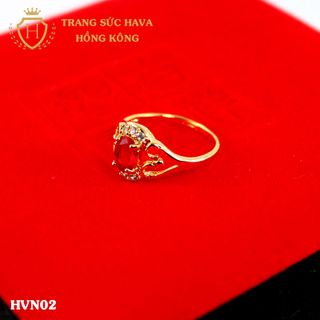 Nhẫn nữ titan mạ vàng mặt đính đá - Trang Sức Hava Hồng Kông - HVN02 giá sỉ