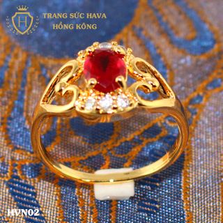 Nhẫn nữ titan mạ vàng mặt đính đá - Trang Sức Hava Hồng Kông - HVN02