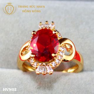 Nhẫn nữ titan mạ vàng mặt đính đá - Trang Sức Hava Hồng Kông - HVN02