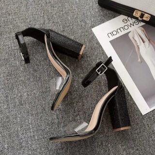 Giày sandal gót vuông kim sa