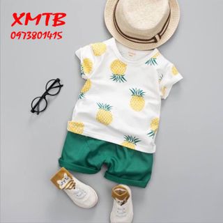 Bộ quần trẻ em cotton 100 - hoạ tiết dứa vàng