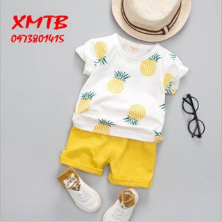 Bộ quần trẻ em cotton 100 - hoạ tiết dứa vàng