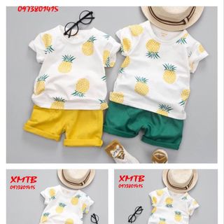 Bộ quần trẻ em cotton 100 - hoạ tiết dứa vàng