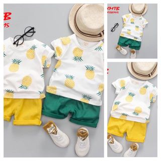 Bộ quần trẻ em cotton 100 - hoạ tiết dứa vàng