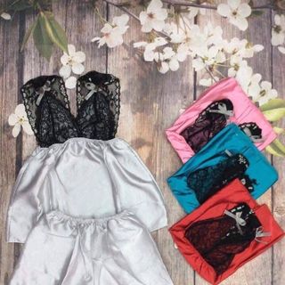Bộ ngủ lụa phối ren