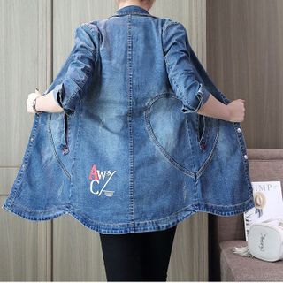 ÁO KHOÁC JEAN FORM DÀI IN CHỮ SAU - DT835
