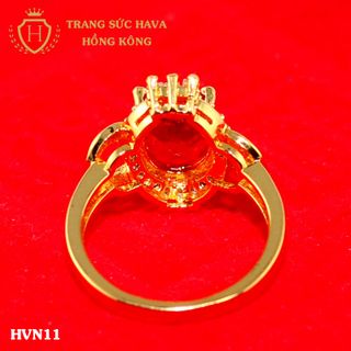 Nhẫn nữ titan mạ vàng mặt đính đá - Trang Sức Hava Hồng Kông - HVN11
