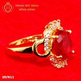 Nhẫn nữ titan mạ vàng mặt đính đá - Trang Sức Hava Hồng Kông - HVN11