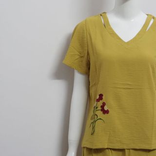 Đồ bộ ĐŨI quần dài thêu hoa