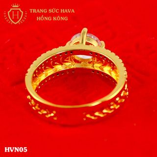 Nhẫn nữ titan mạ vàng mặt đính đá - Trang Sức Hava Hồng Kông - HVN05