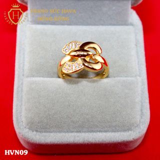 Nhẫn nữ titan mạ vàng mặt đính đá - Trang Sức Hava Hồng Kông - HVN09