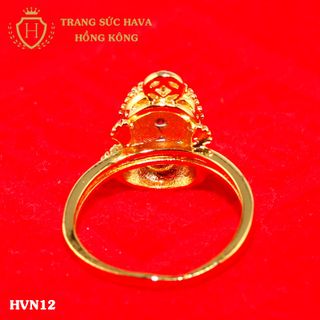 Nhẫn nữ titan mạ vàng mặt cóc ngậm tiền - Trang Sức Hava Hồng Kông - HVN12
