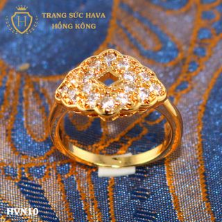 Nhẫn nữ titan mạ vàng mặt đính đá - Trang Sức Hava Hồng Kông - HVN10 giá sỉ