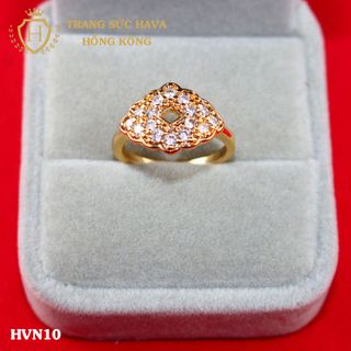 Nhẫn nữ titan mạ vàng mặt đính đá - Trang Sức Hava Hồng Kông - HVN10