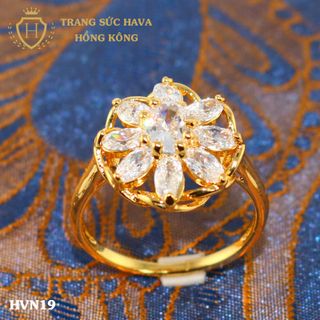 Nhẫn nữ titan mạ vàng mặt đính đá - Trang Sức Hava Hồng Kông - HVN19 giá sỉ
