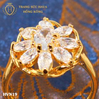Nhẫn nữ titan mạ vàng mặt đính đá - Trang Sức Hava Hồng Kông - HVN19