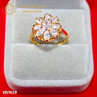 Nhẫn nữ titan mạ vàng mặt đính đá - Trang Sức Hava Hồng Kông - HVN19