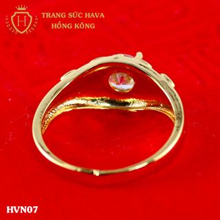 Nhẫn nữ titan mạ vàng mặt đính đá - Trang Sức Hava Hồng Kông - HVN07