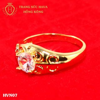 Nhẫn nữ titan mạ vàng mặt đính đá - Trang Sức Hava Hồng Kông - HVN07