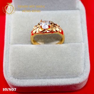Nhẫn nữ titan mạ vàng mặt đính đá - Trang Sức Hava Hồng Kông - HVN07