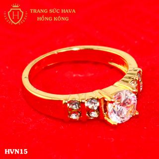 Nhẫn nữ titan mạ vàng mặt đính đá - Trang Sức Hava Hồng Kông - HVN15