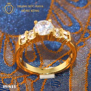Nhẫn nữ titan mạ vàng mặt đính đá - Trang Sức Hava Hồng Kông - HVN15 giá sỉ
