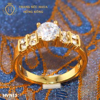 Nhẫn nữ titan mạ vàng mặt đính đá - Trang Sức Hava Hồng Kông - HVN15