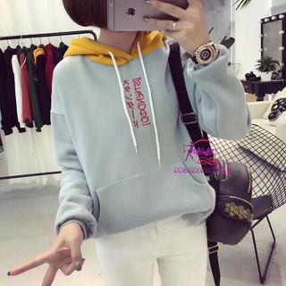 ÁO KHOÁC NỈ HOODIE NỮ THÊU CHỮ NHẬT