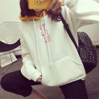 ÁO KHOÁC NỈ HOODIE NỮ THÊU CHỮ NHẬT