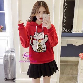 ÁO KHOÁC NỈ HOODIE NAM NỮ MÈO THẦN TÀI