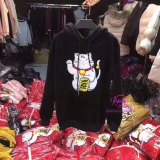 ÁO KHOÁC NỈ HOODIE NAM NỮ MÈO THẦN TÀI