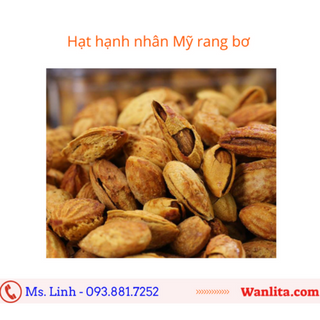 Hạt hạnh nhân Mỹ California rang bơ vỏ mỏng