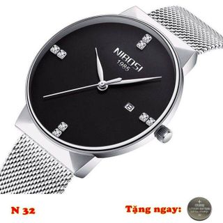 Đồng Hồ Nibosi 2323 Bạc Đen